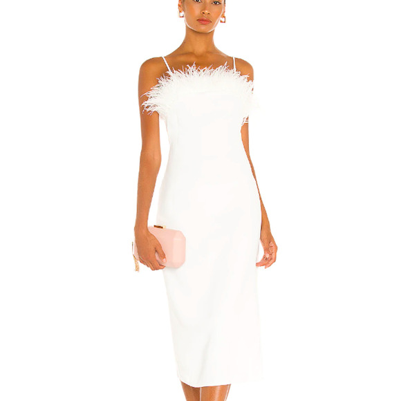 Elliatt Dresses & Skirts - Elliatt Womens Harley Dress Size Small Ivory White Feather Trim Neckline NWT